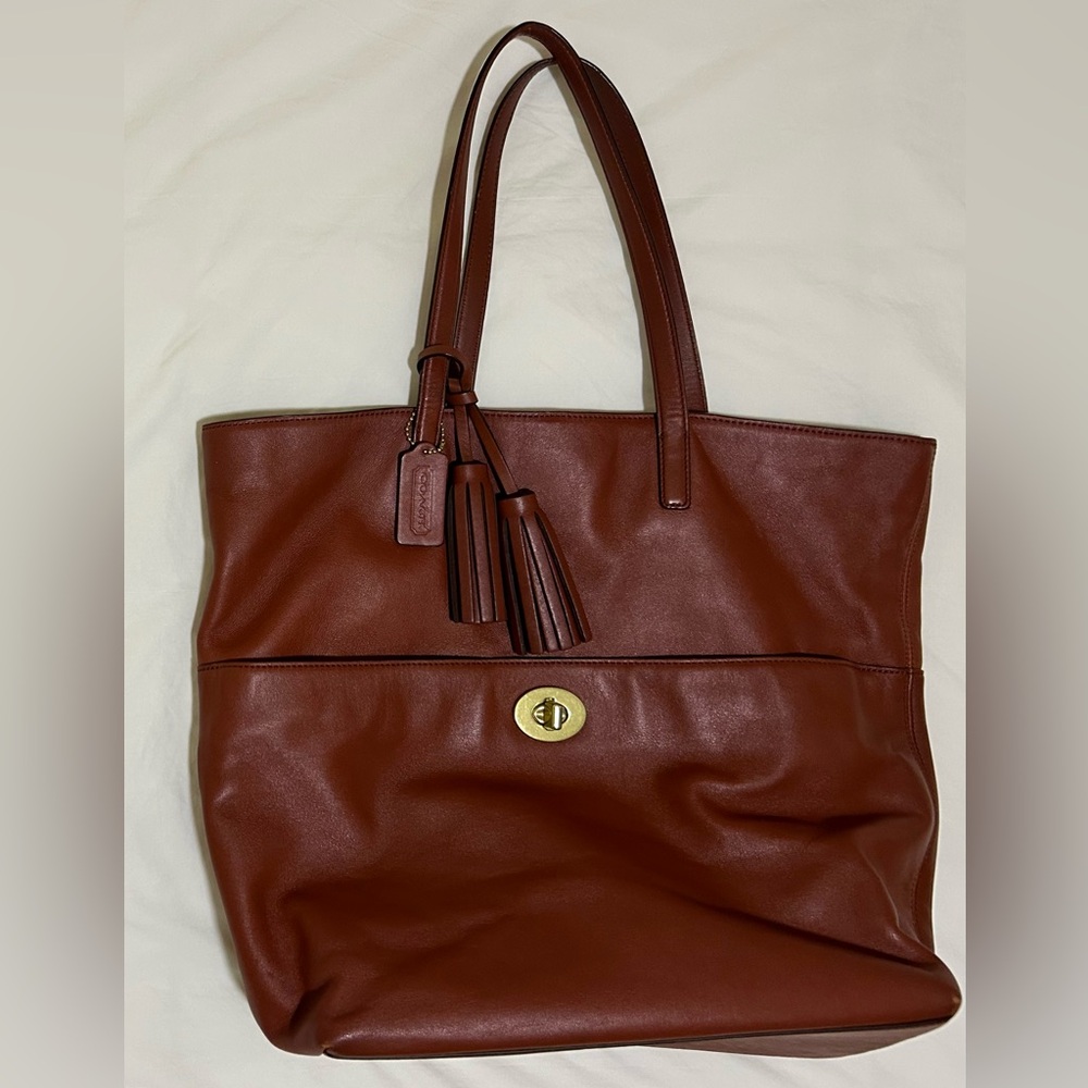 Coach Brown Legacy Classic Leather Tote with Gold Hardware